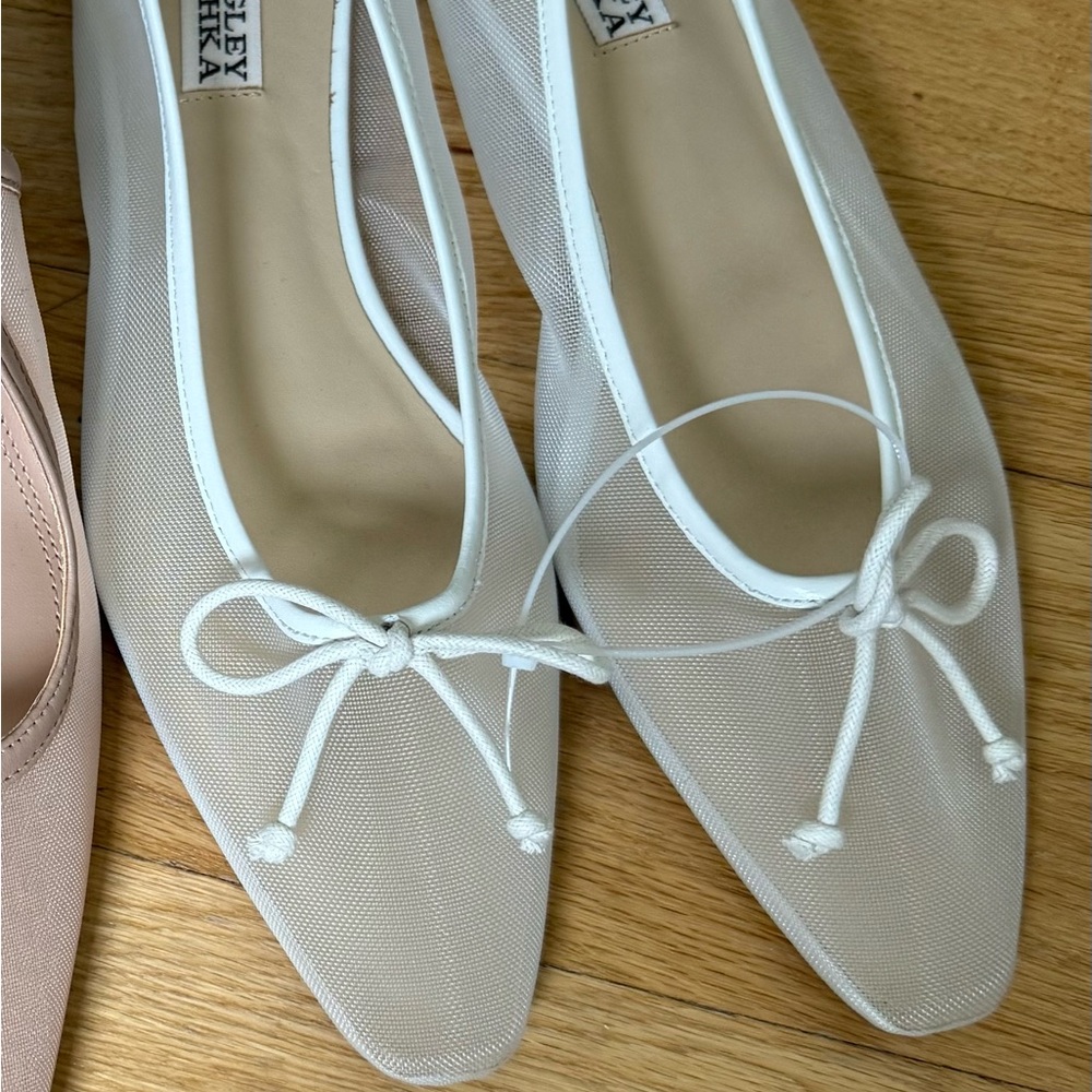 Badgley Mischka White Mesh Flats (Bridal)